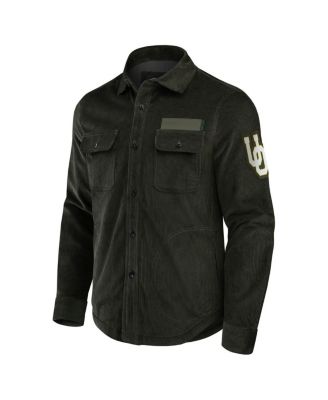 Men's Olive Oregon Ducks Corduroy Full-Button Shacket