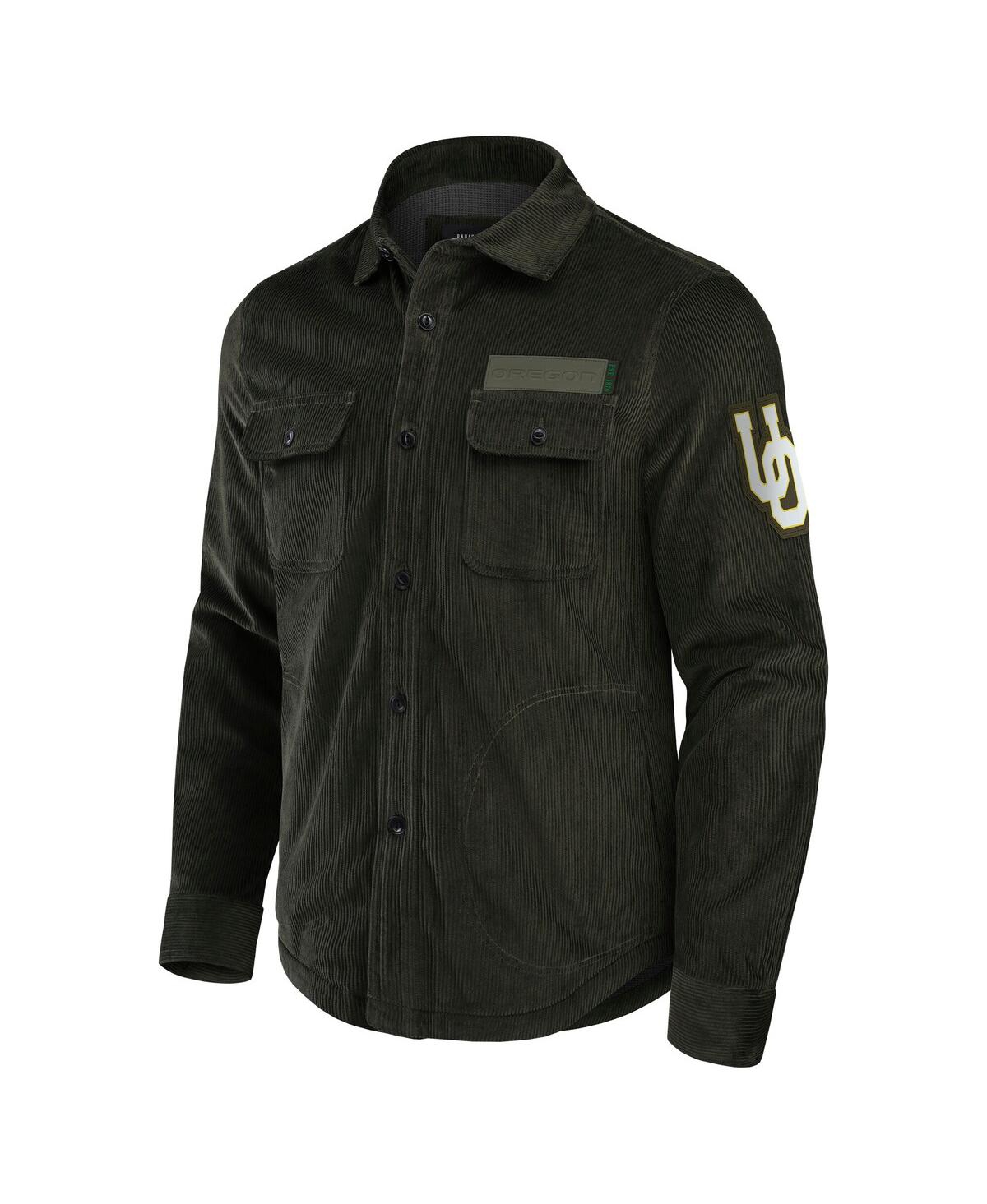 Fanatics Men's Olive Oregon Ducks Corduroy Full-button Shacket In Olive