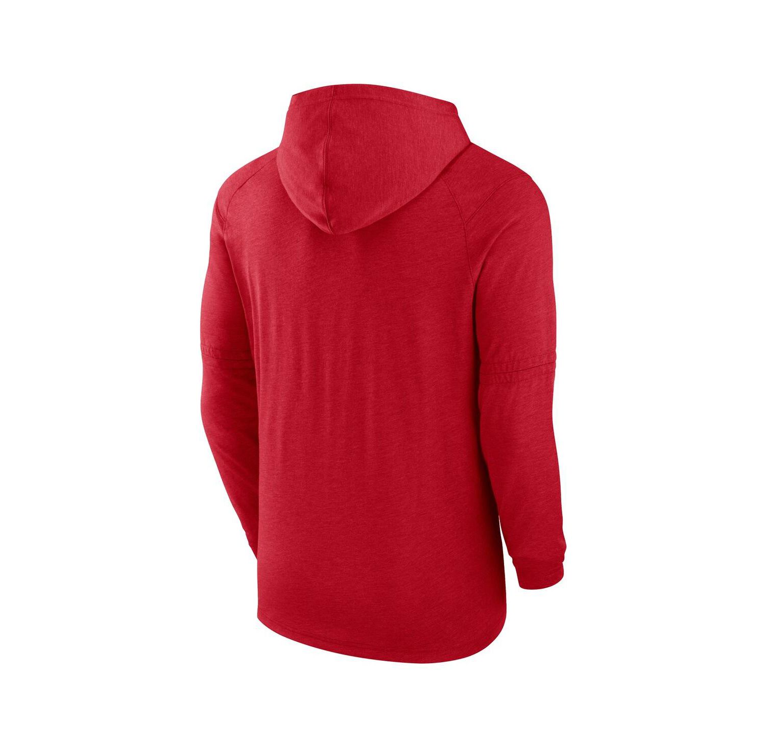 Men's Heather Red Washington Nationals Authentic Collection Tri-Blend Performance Pullover Hoodie