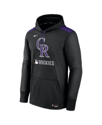 Men's Black Colorado Rockies Authentic Collection Performance Pullover Hoodie