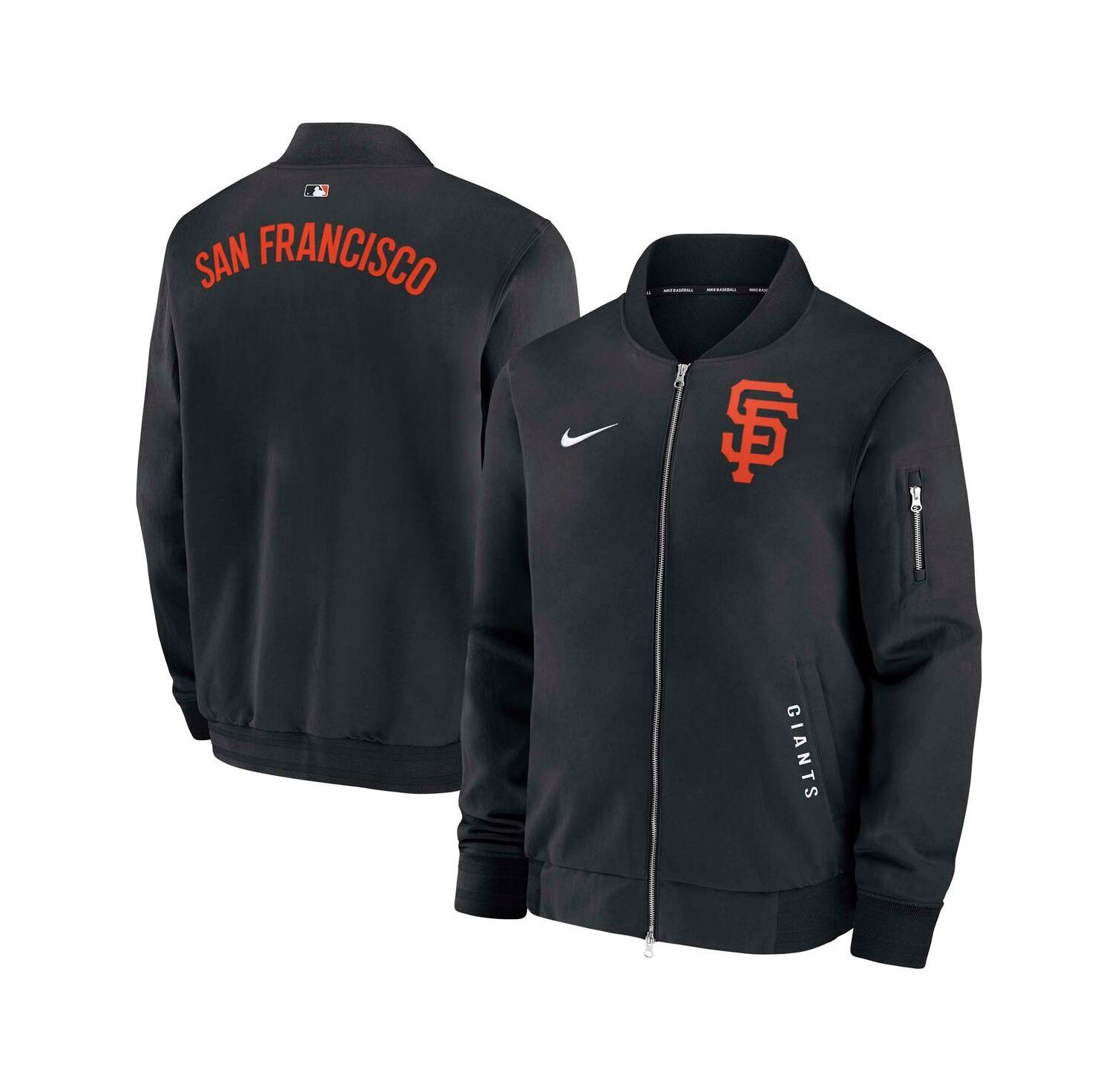 Men's Black San Francisco Giants Authentic Collection Dugout Full-Zip Bomber Jacket
