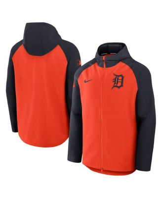 Nike - Men's Orange/Navy Detroit Tigers Authentic Collection Raglan Performance Full-Zip Jacket