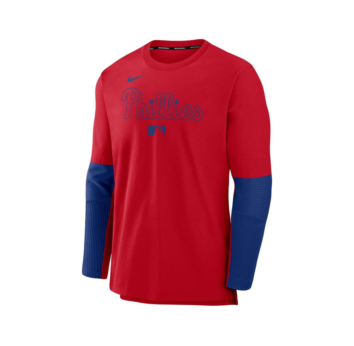 Men's Red/Royal Philadelphia Phillies Authentic Collection Lightweight Player Tri-Blend Performance Pullover Sweatshirt