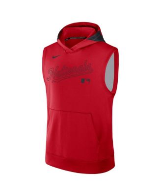 Men's Red Washington Nationals Authentic Collection Performance Sleeveless Pullover Hoodie