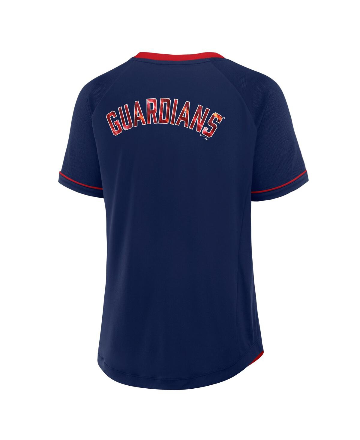 Fanatics Women's Navy Cleveland Guardians League Diva Star Raglan V-neck T-shirt In Navy