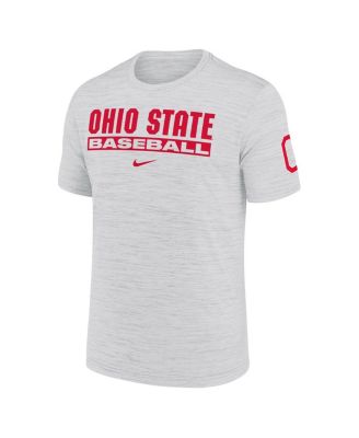 Men's Ash Ohio State Buckeyes Velocity Baseball Wordmark Stack Performance T-Shirt