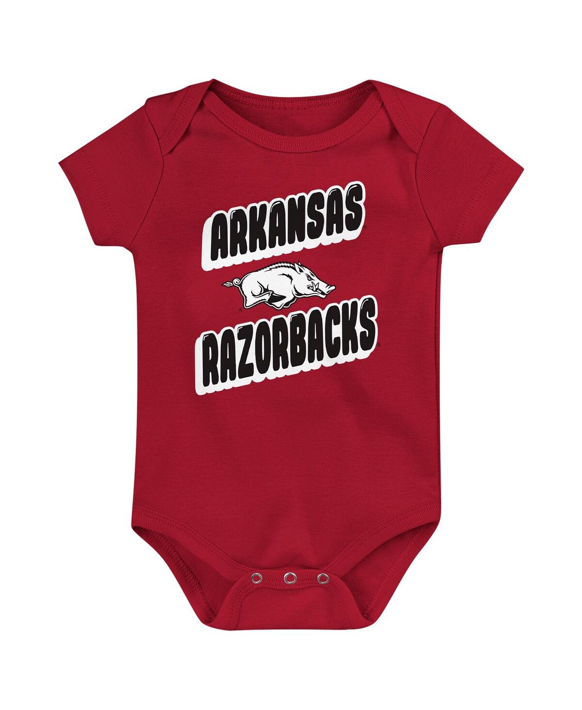 Outerstuff Newborn Cardinal Arkansas Razorbacks Sunday Comics Bodysuit 3-pack In Cardinal