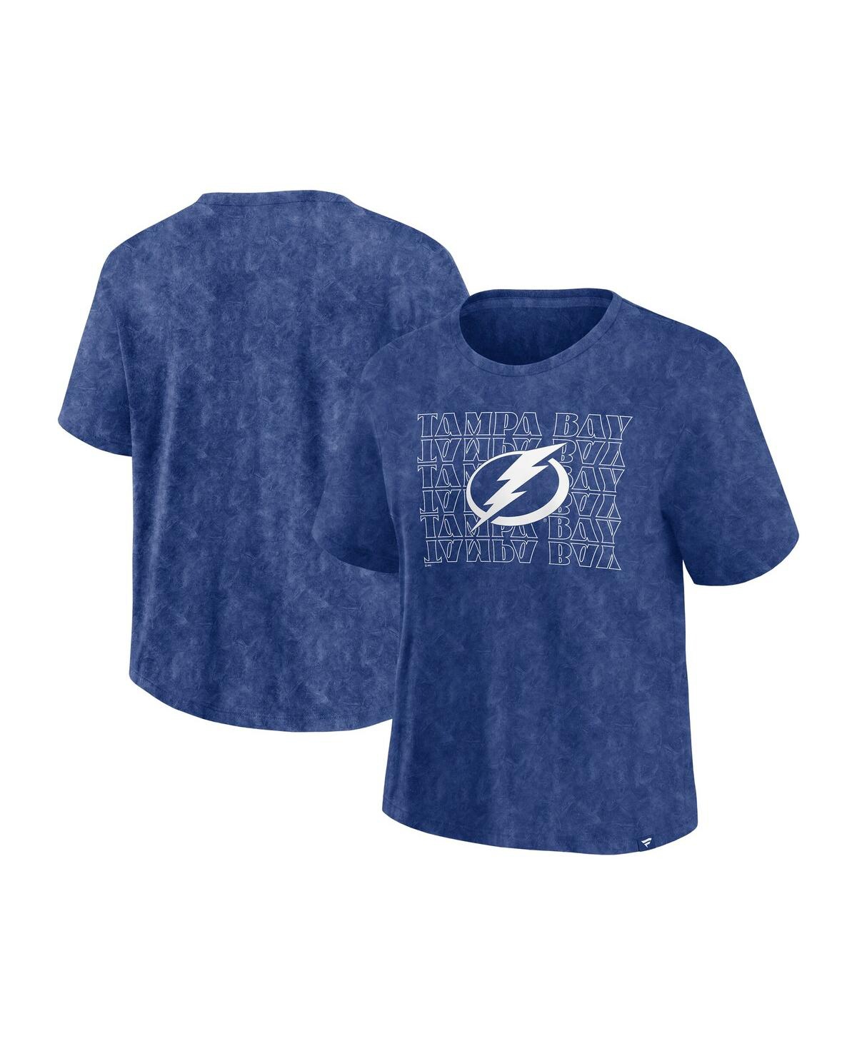 Fanatics Women's Blue Tampa Bay Lightning Faded Wash T-shirt In Blue