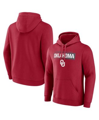 Fanatics - Men's  Crimson Oklahoma Sooners Iconic Fleece Down The Field Pullover Hoodie