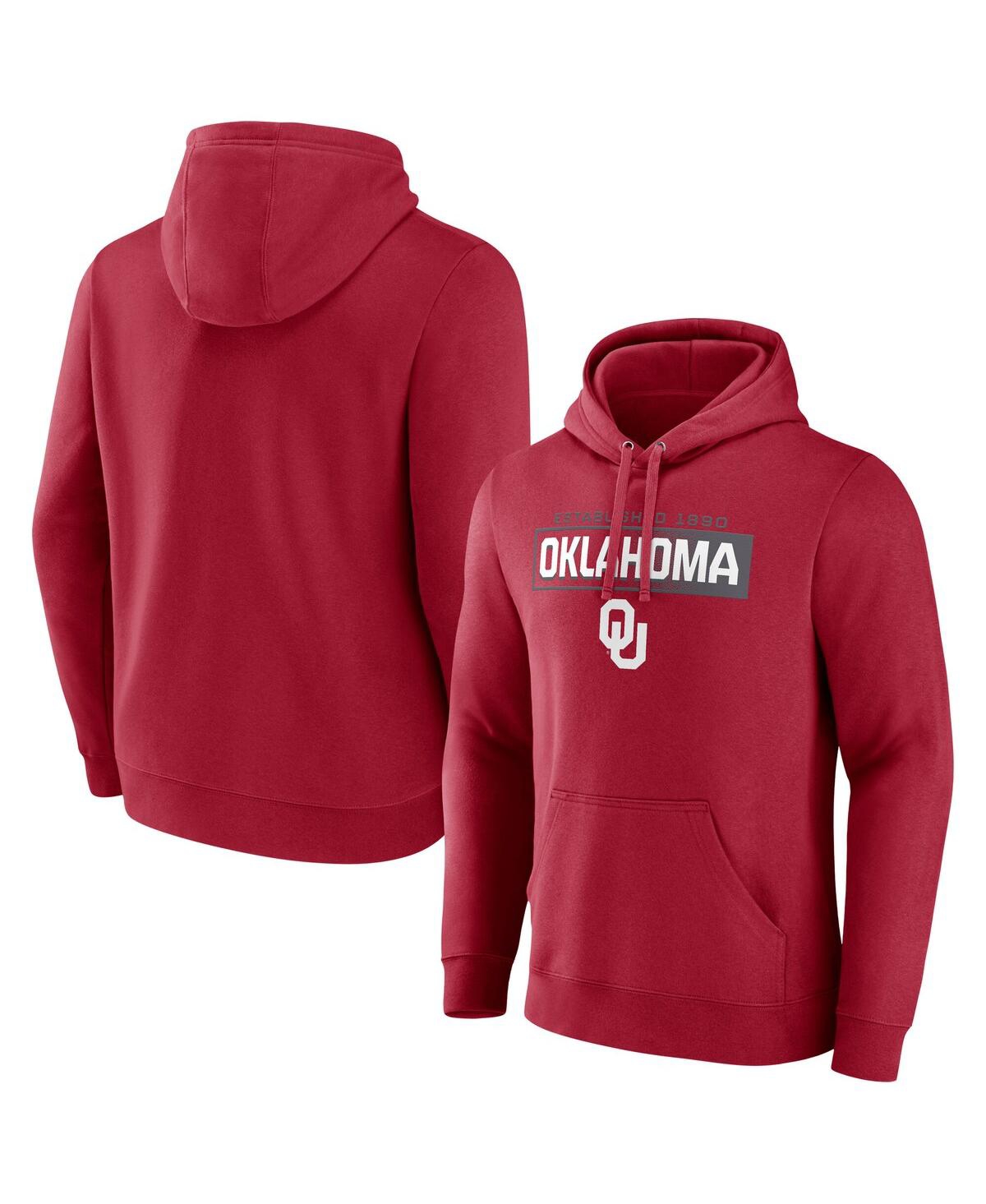 Fanatics Men's Crimson Oklahoma Sooners Iconic Fleece Down The Field Pullover Hoodie In Crimson