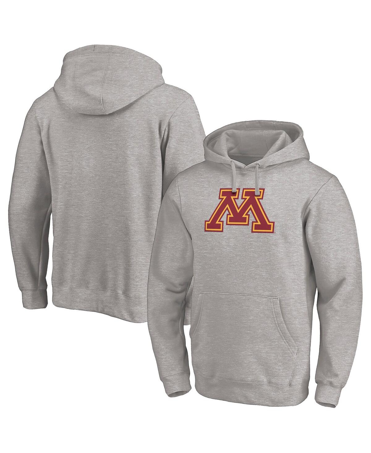 Fanatics Men's Heather Gray Minnesota Golden Gophers Primary Logo Pullover Hoodie In Heather Gray