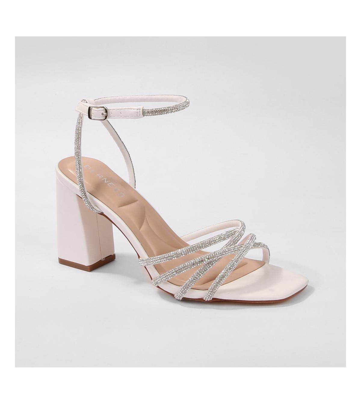 Hailie Strappy Rhinestone Heels - White