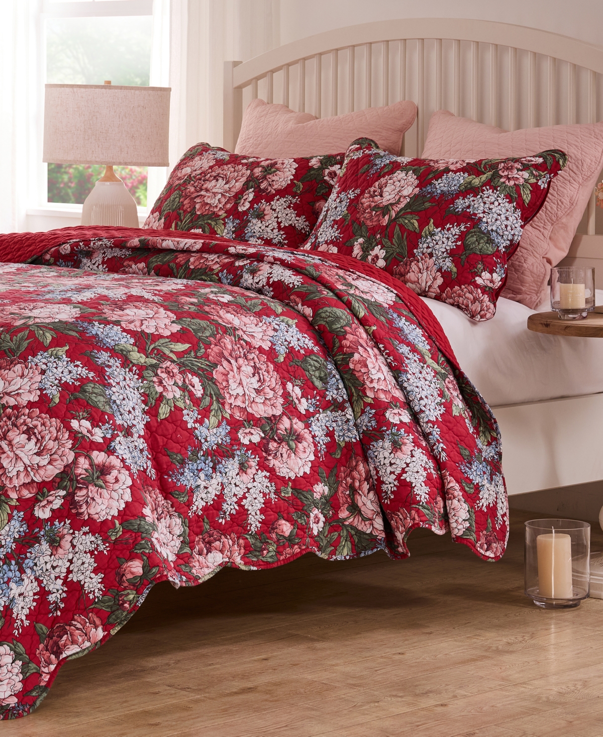 Greenland Home Fashions Millie Modern Floral Print 2-pc. Quilt Set, Twin In Garnet