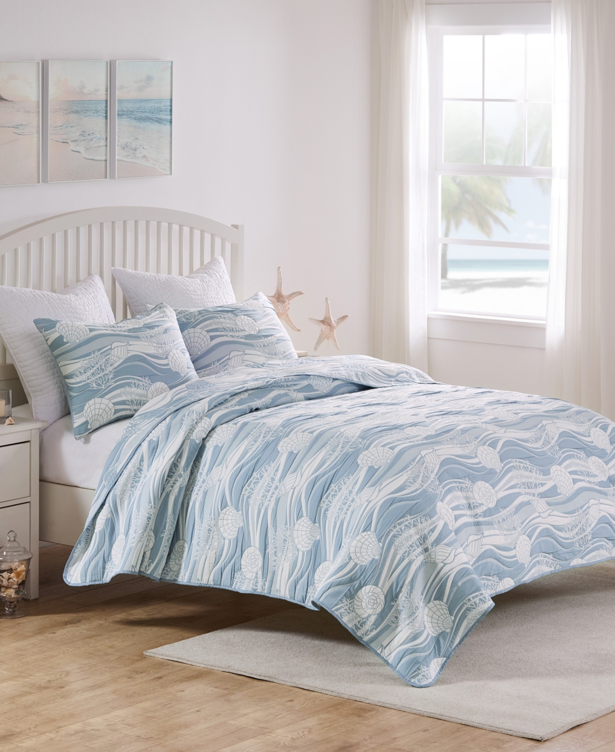 Greenland Home Fashions Dover Reversible Matelasse 3-pc. Coverlet Set, Full/queen In Tidal Blue