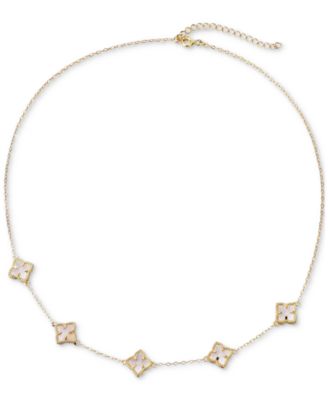 White Mother Of Pearl Floral Necklace