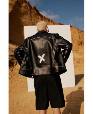 Men's Leather Jacket Stud Rocks Details