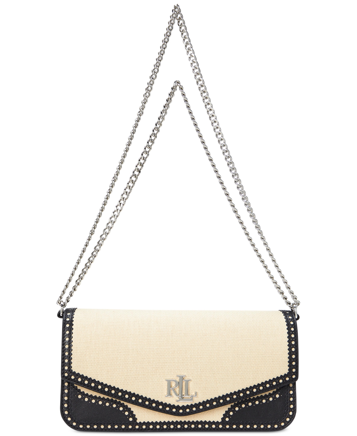 Ralph Lauren Straw & Leather Sawyer Bag In Light Natural,black