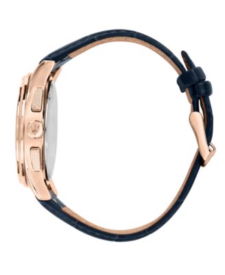 Men's Chronograph Blue Leather Watch, 42mm