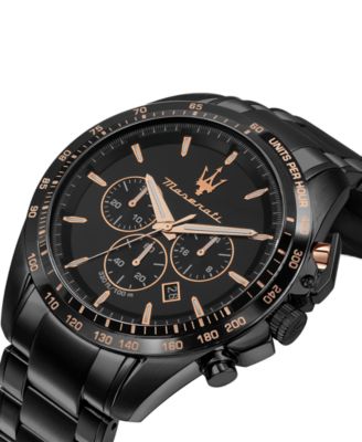 Men's Chronograph Black Metal Band Watch, 45mm