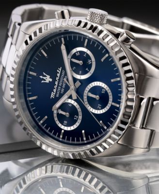 Men's Multifunction Stainless Steel Metal Band Watch, 43mm