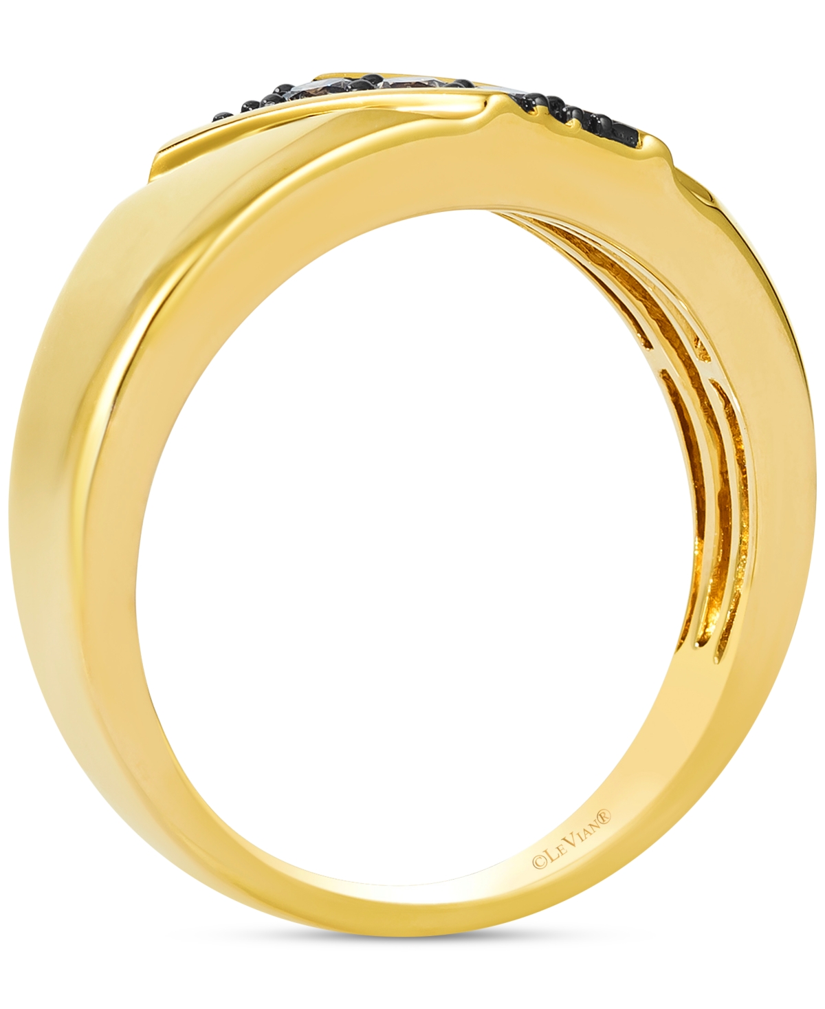 Le Vian Chocolatier Men's Chocolate Diamond Three Stone Diagonal Band (1/5 Ct. T.w.) In 14k Gold In Yellow Gold