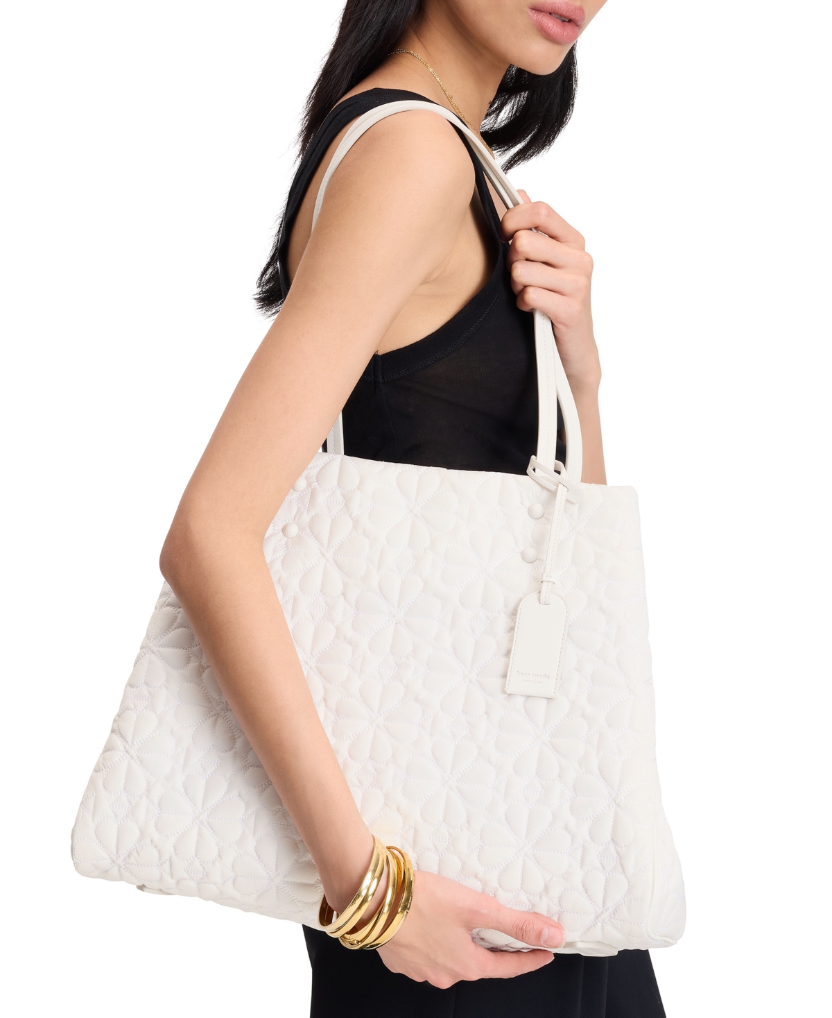 Kate Spade Tilly Large Quilted Tote Bag In White Dove