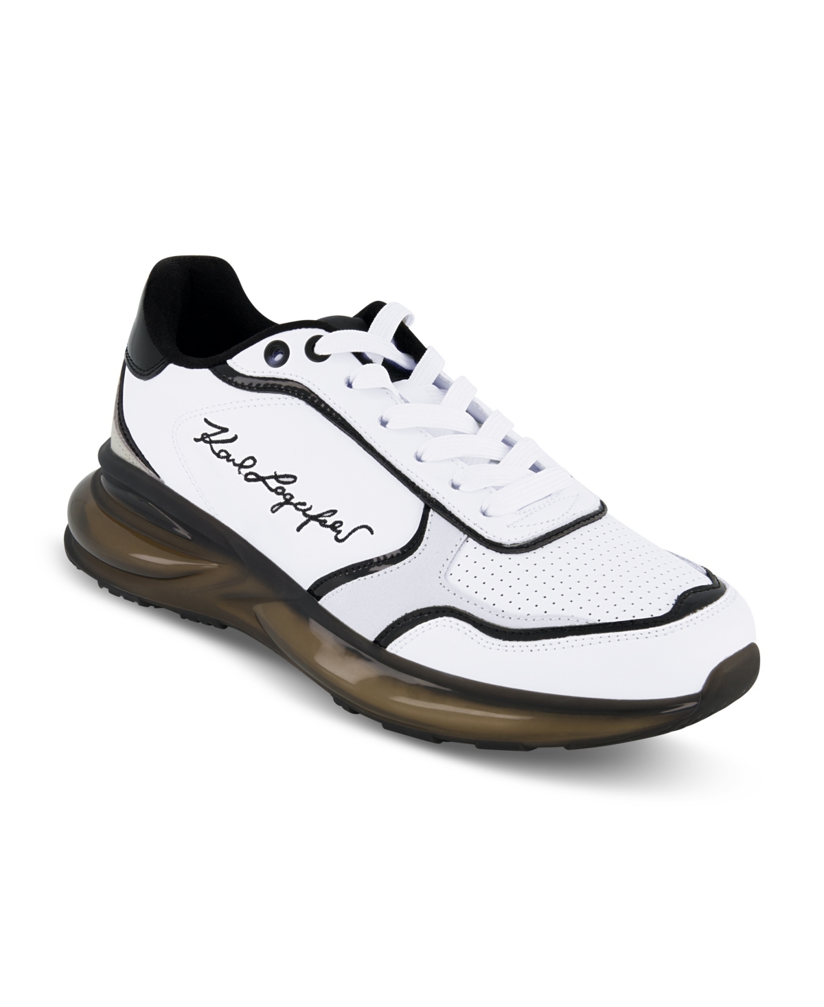 Men's Embroidered Signature Logo Running Sneakers - White