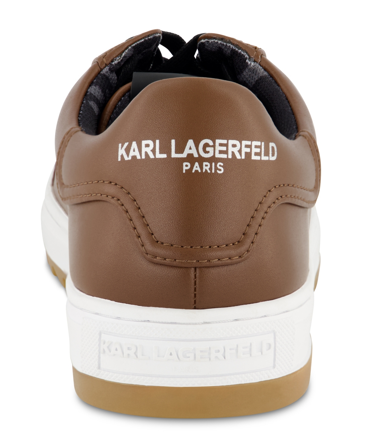 Karl Lagerfeld Paris Leather Low Top Sneaker In Cognac