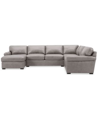 Radley Roll Arm 139" 5-Pc. Leather Square Corner Chaise Sectional