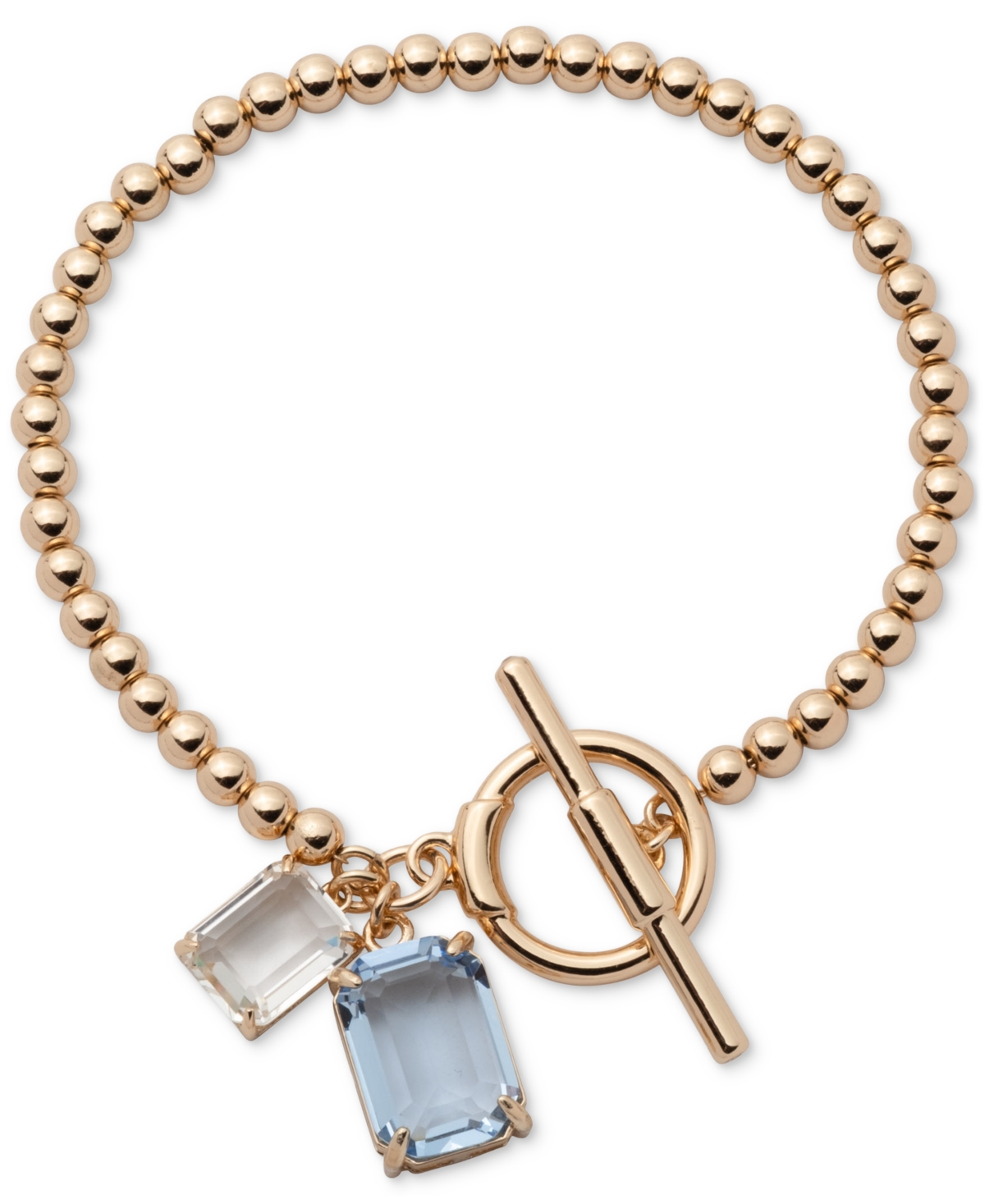 Gold-Tone Crystal Stone Flex Bracelet - Turq/aqua