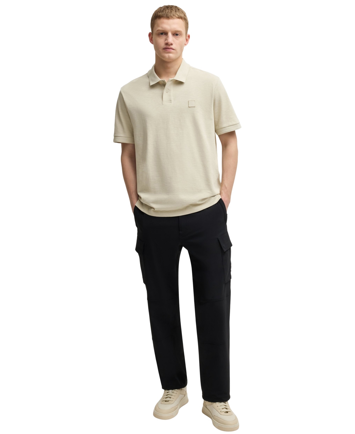 Hugo Boss Boss By  Men's Slub Cotton-linen Polo Shirt In Neutral