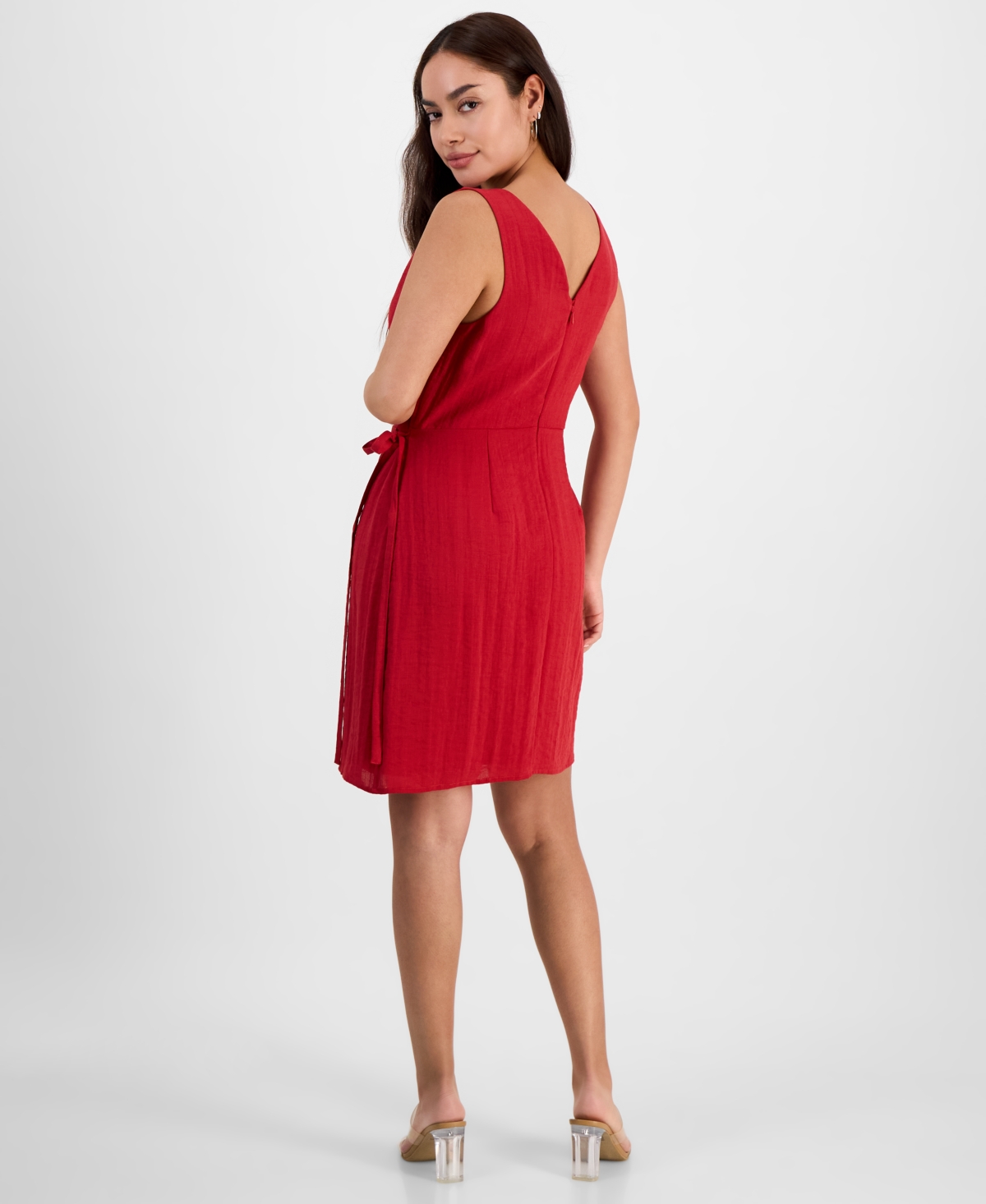 SAM EDELMAN WOMEN'S FAUX-WRAP SLEEVELESS MINI DRESS 
