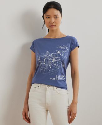 ラルフ・ローレン Lauren Ralph Lauren Cotton-blend Jersey Graphic Tee レディース シャツ トップス Lauren Ralph Lauren Women's Cotton-Blend Jersey Graphic Tee