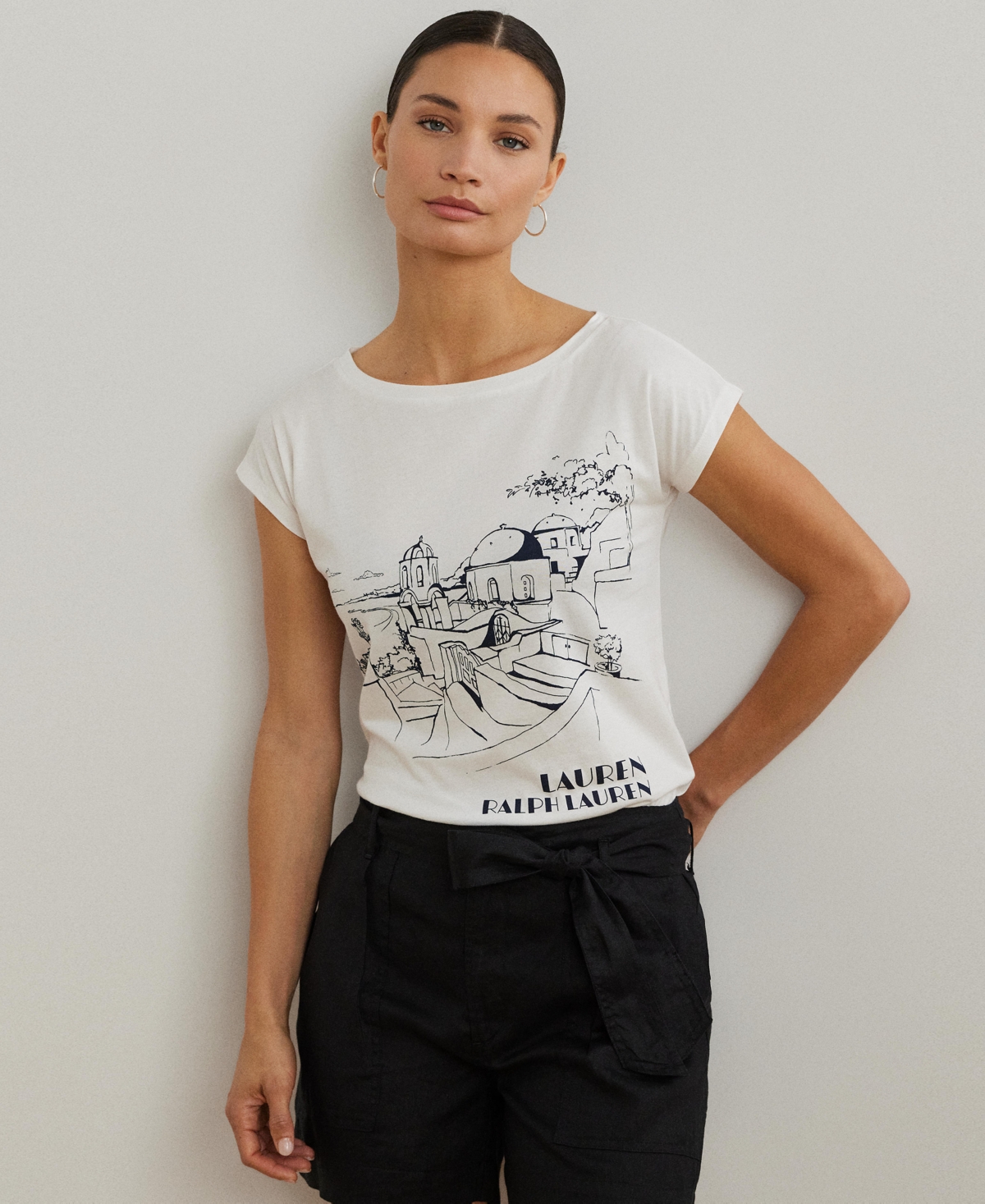 Women's Cotton-Blend Jersey Graphic Tee - White