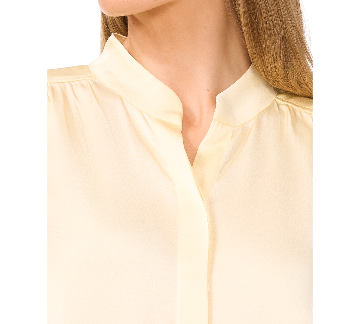 CECE WOMEN'S GATHERED 3/4-SLEEVE SATIN BLOUSE 