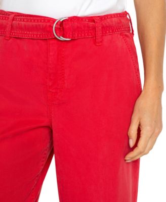 Petite Cropped Belted Wide-Leg Pants