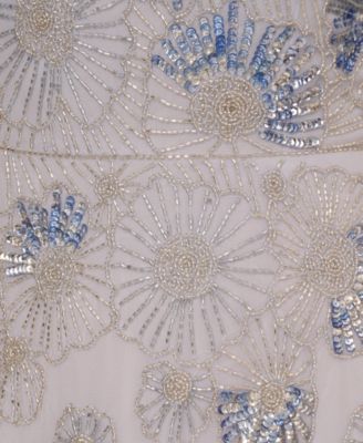 Adrianna Papell Women's Asymmetric-Neck Beaded Mesh Gown