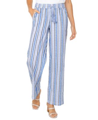 Petite Striped Drawstring-Waist Pants