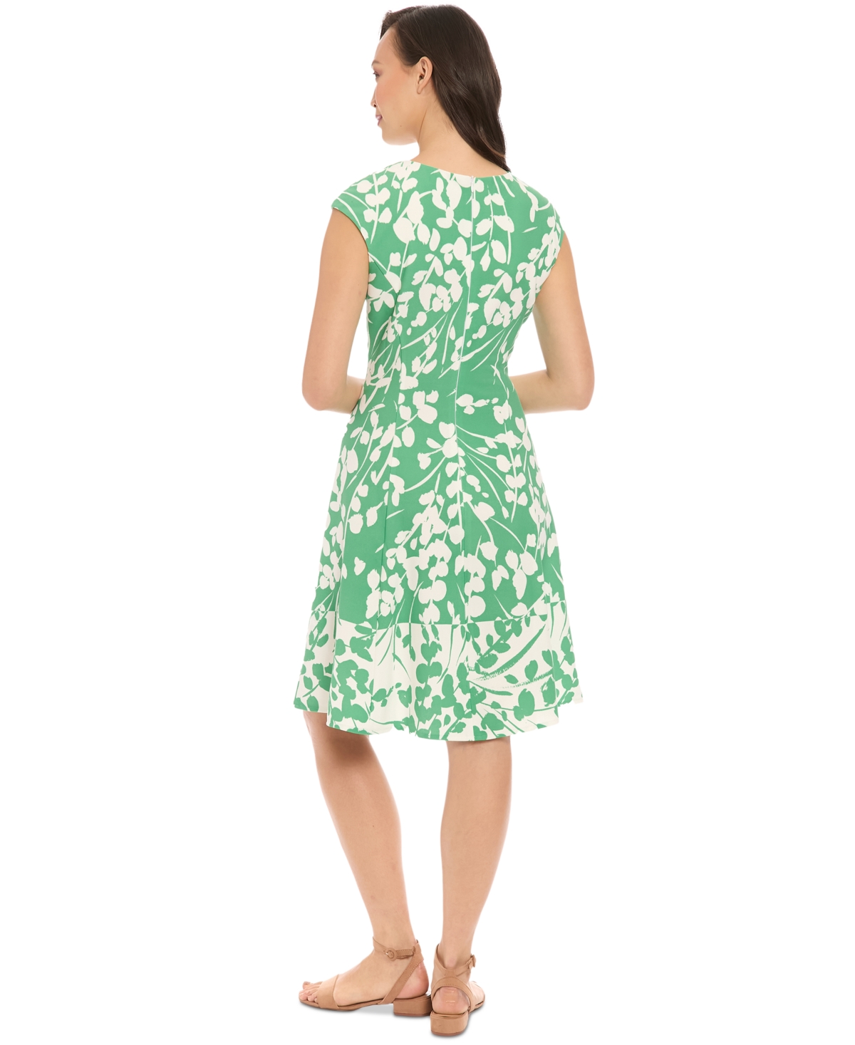 London Times Women's Floral-print Fit & Flare Dress In Ivyltgrn