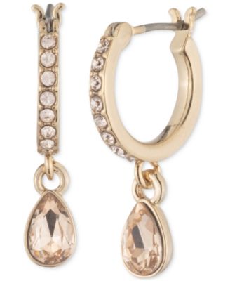 Givenchy - Tear-Shape Crystal Charm Pav&eacute; Hoop Earrings