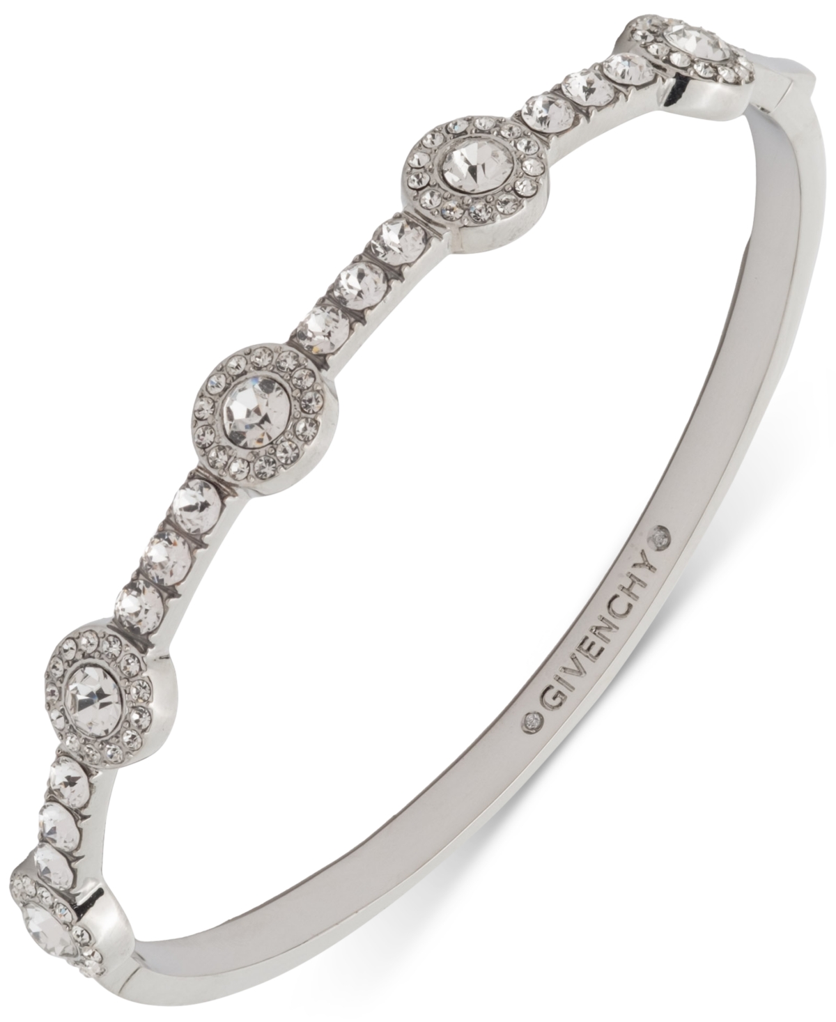 Givenchy Crystal Halo Station Bangle Bracelet In Silver