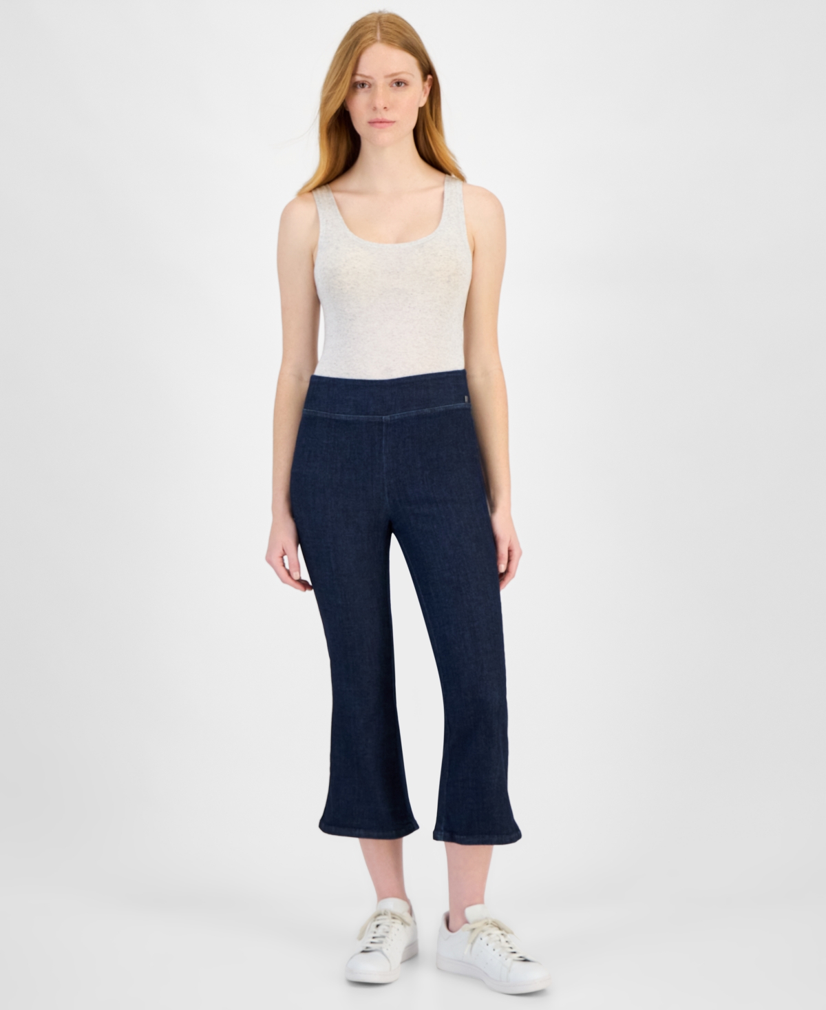 DKNY JEANS PETITE HIGH-RISE PULL-ON KICK-FLARE JEANS 