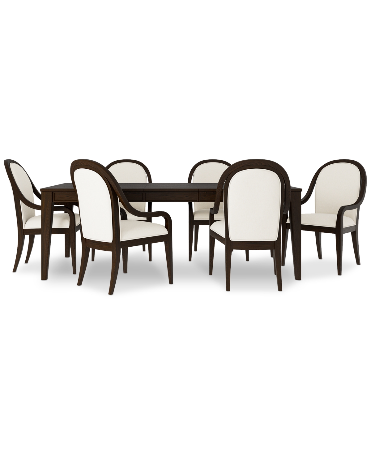 Macy's Mazen 7-pc. Dining Set (table & 6 Arm Chairs) In Dark Brown