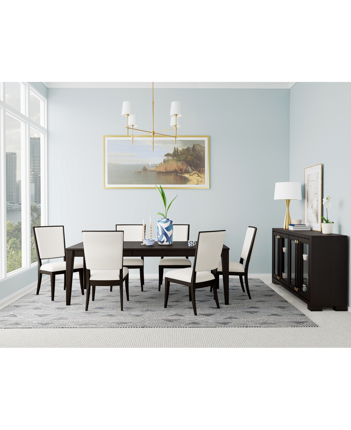 Macy's Mazen 7-pc. Dining Set (table & 6 Side Chairs) In Dark Brown
