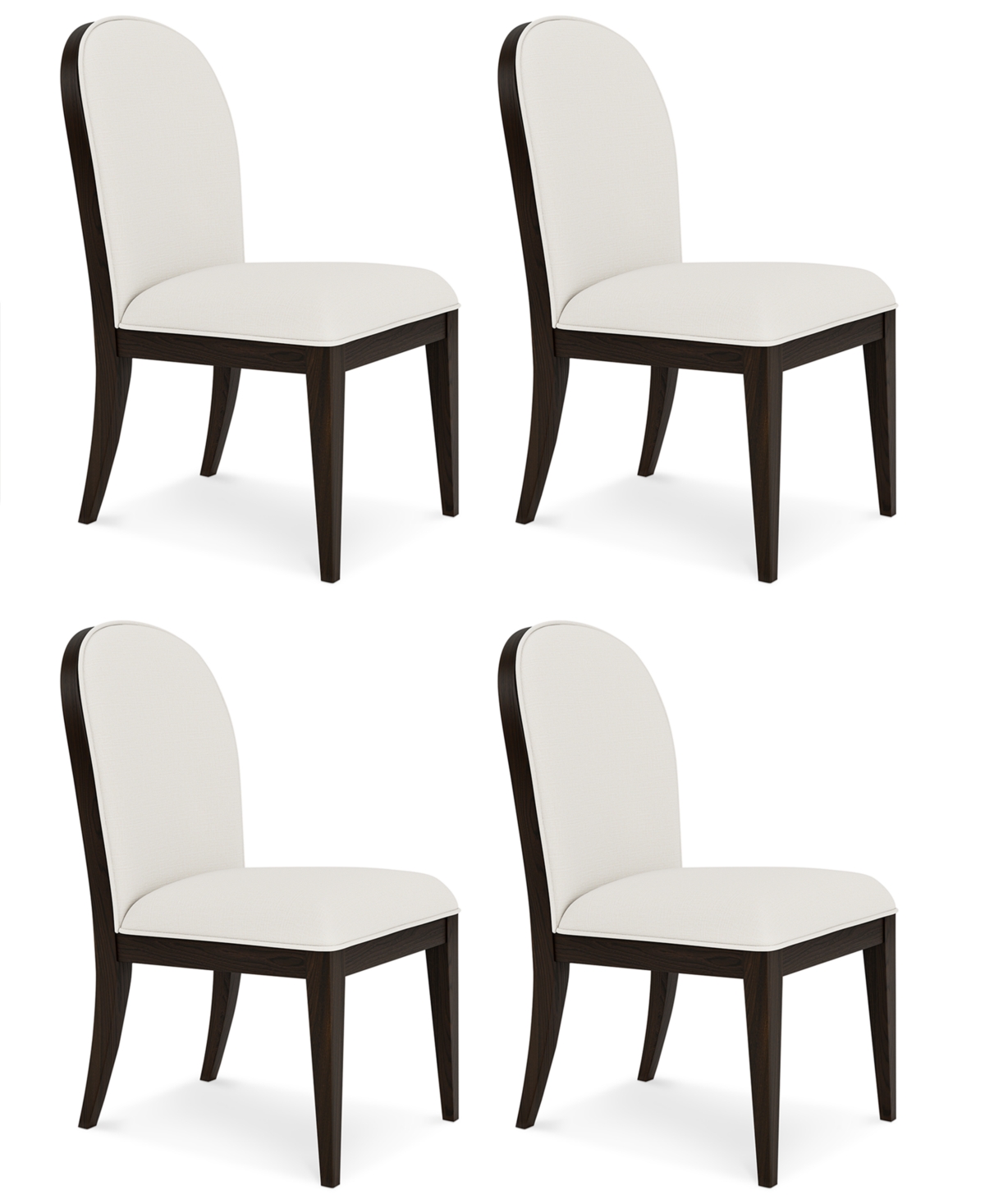 Macy's Mazen 4-pc. Curved Side Chair Set In White
