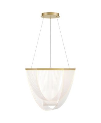 Muir 20 1/2" Modern Pendant Ceiling Light Fixture Dining Room Over Table Hanging LED Clear Sanded Gold Finish