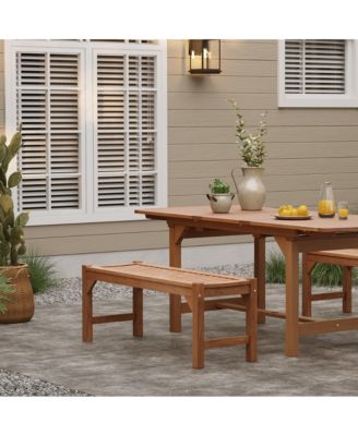 Natural Solid Wood 47.2-Inch Long Rectangle Sloping Seat Outdoor Bench
