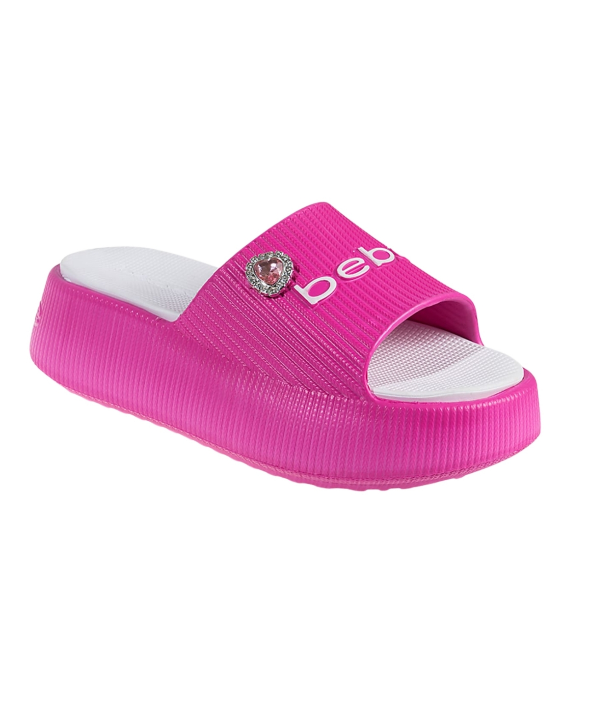 Bebe Little And Big Girls Trendy And Comfortable Summer Platform Slides In Fuchsia