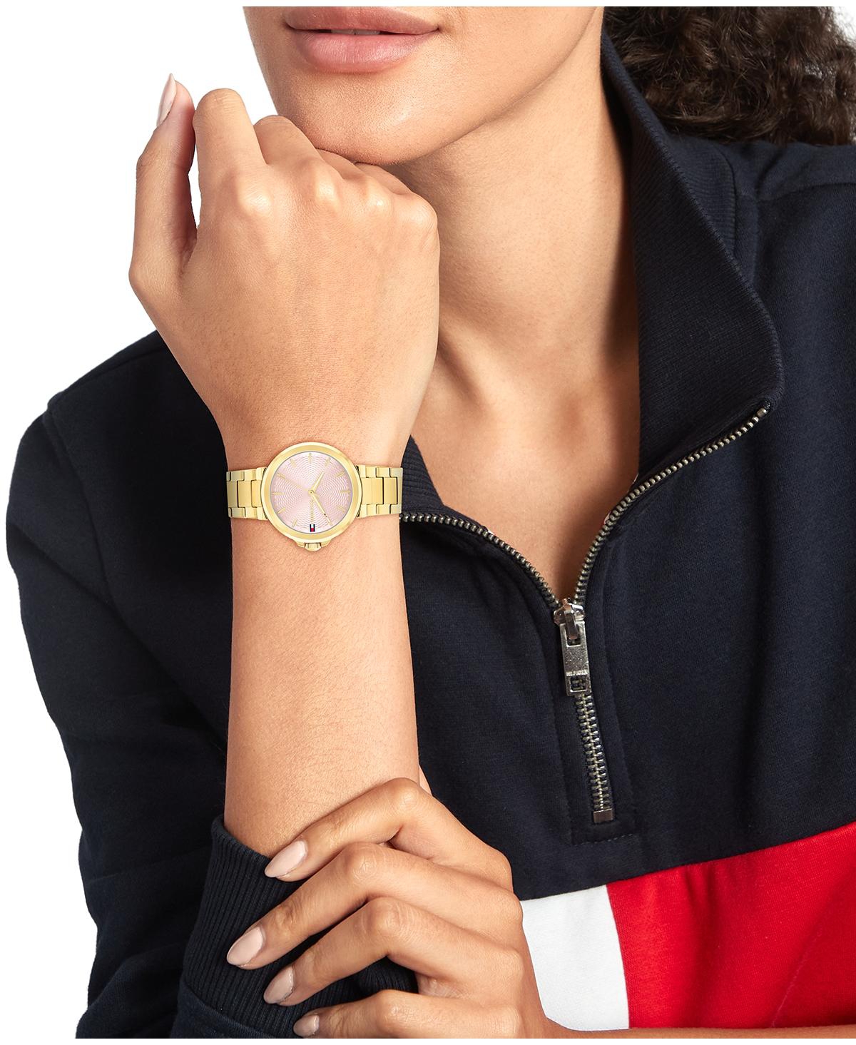 Tommy Hilfiger Women's Quartz Gold-tone Stainless Steel Bracelet Watch, 34mm In Gold