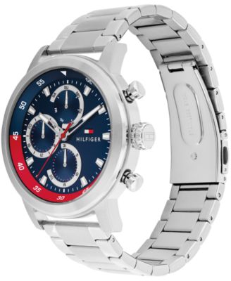 Men's Multifunction Silver-Tone Stainless Steel Bracelet Watch, 46mm